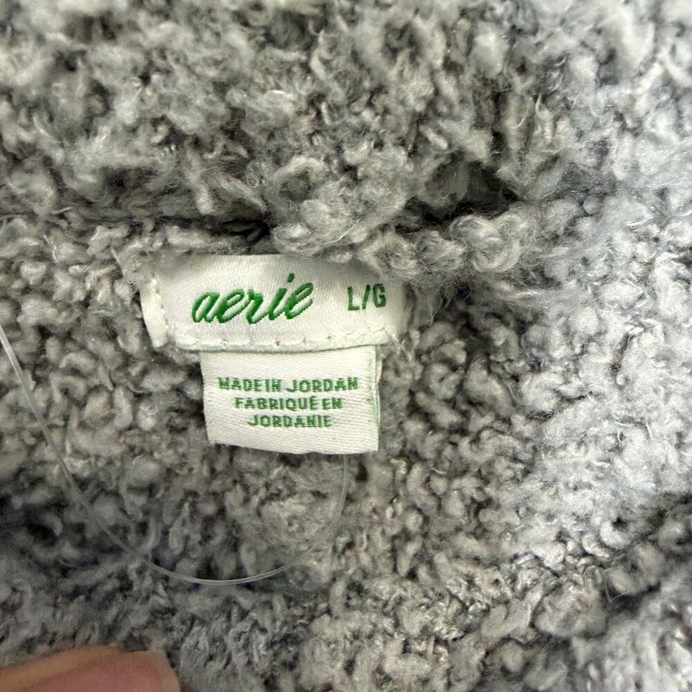 AERIE gray sherpa boucle fleece wide leg lounge pants size L - Picture 4 of 6